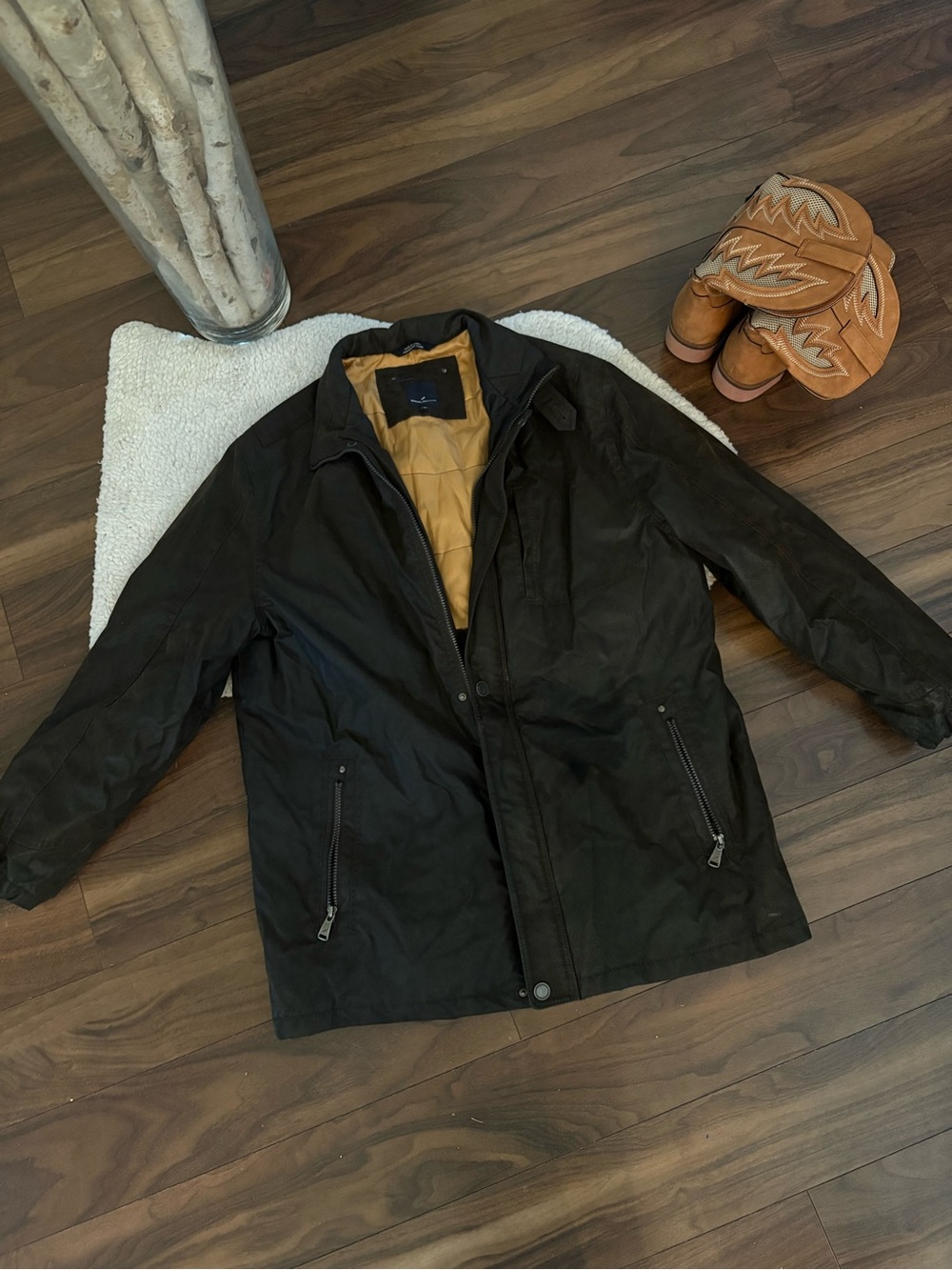 🤎Daniel Hechter Paris Dark Brown Faux Leather Field Jacket Men’s Utility Coat